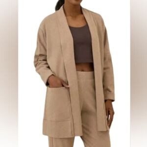 Pact Women's Airplane Cardigan Slouchy Tan Organic Cotton XS/S